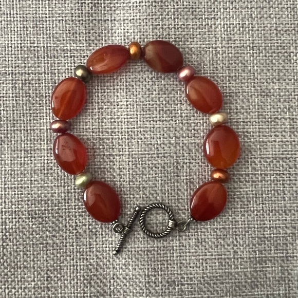 Jewelry - Carnelian & Multi-colored Pearl Beaded Bracelet – Boho Natural Gemstone Jewelry